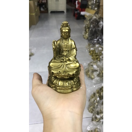 Tượng Phật Bà Quan Âm Bồ Tát Bằng Đồng Vàng Để Ô tô Vật phẩm Trang Trí