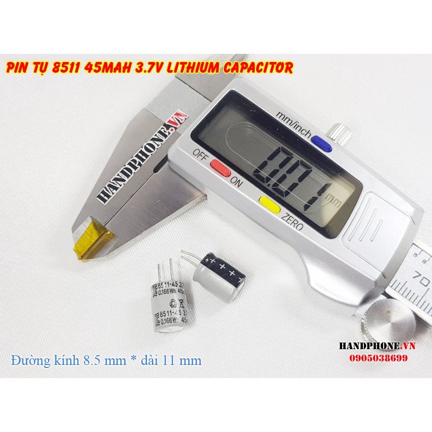 Pin Tụ 8511 45mAh 3.7v cho Tai Nghe Bluetooth, Máy Trợ Thính , Micro Trợ Giảng (Pin Trụ - Lithium Capacitor)