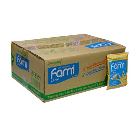 THÙNG 40 TÚI SỮA ĐẬU NÀNH FAMI NGUYÊN CHẤT - FAMI CANXI 200ML (40 túi x 200ml) - NSX luôn mới nhất