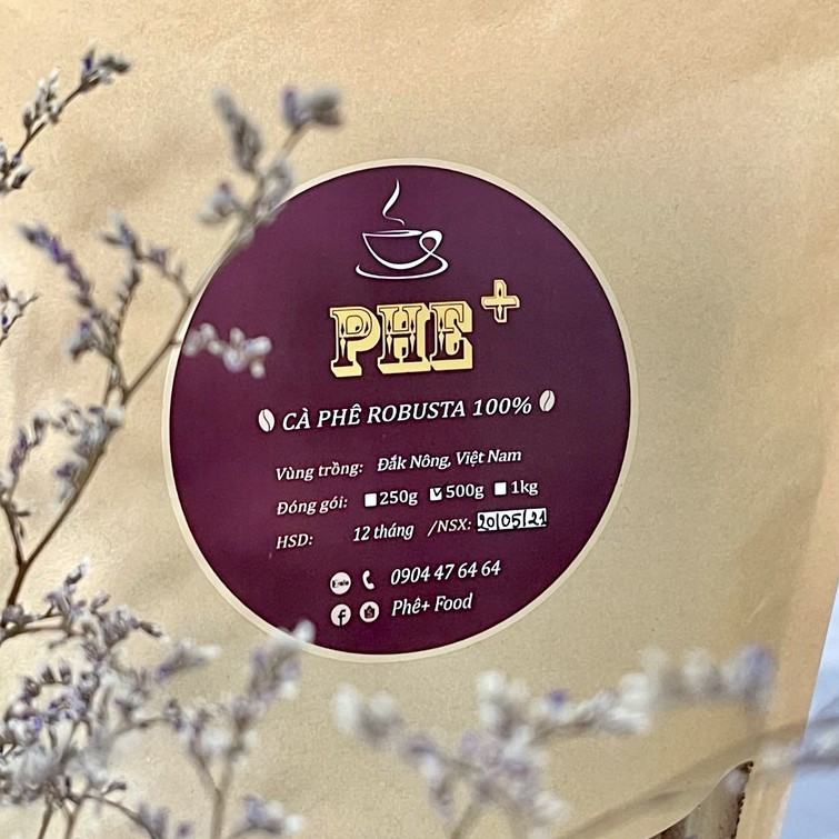 Cà phê Robusta 100% PHE+ 500gr Cafe rang xay -Tây Nguyên