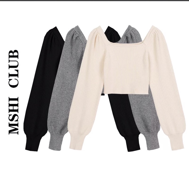 Áo croptop chất liệu len dày dặn