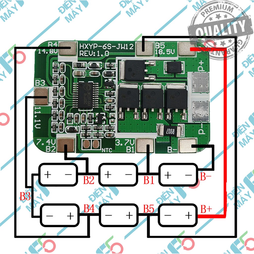 DMF5 Mạch sạc và bảo vệ cell pin Li-ion 6S 24v 25.2V 15A