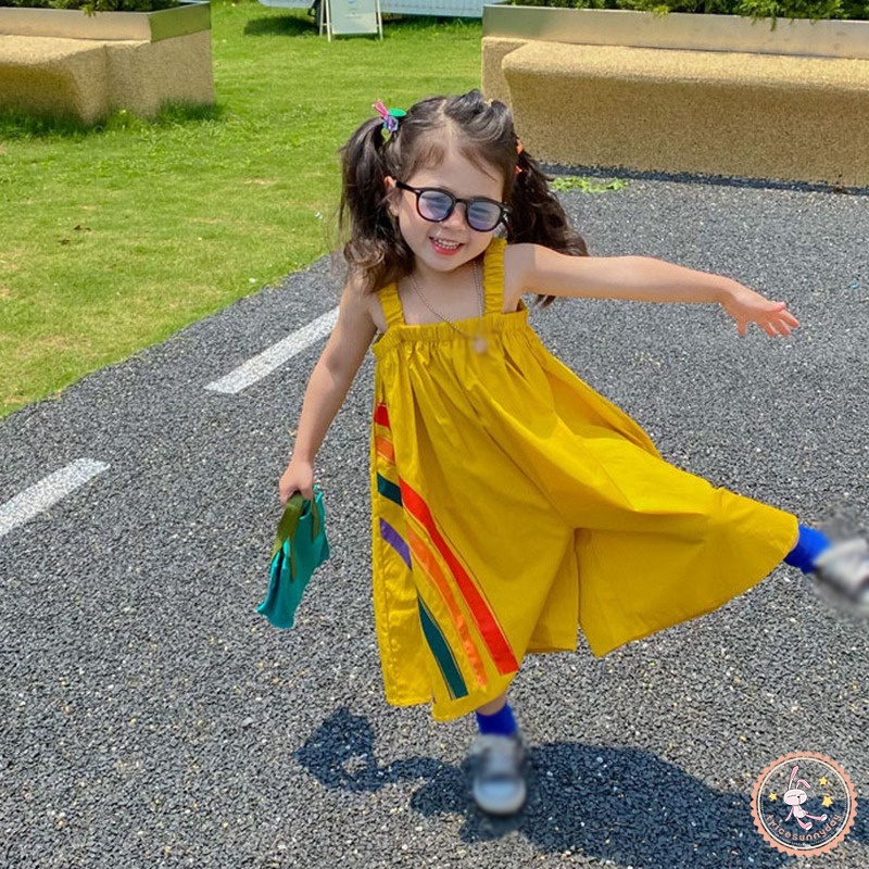 Bộ Áo Liền Quần Không Tay Ống Rộng Thời Trang Cho Bé Gái