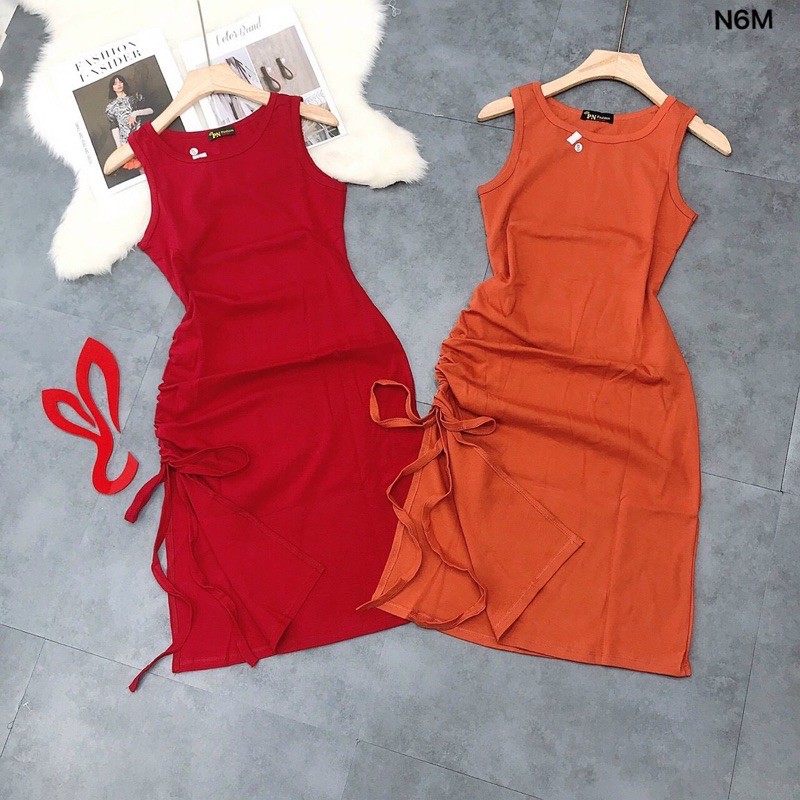 Đầm thun sát nách rút dây