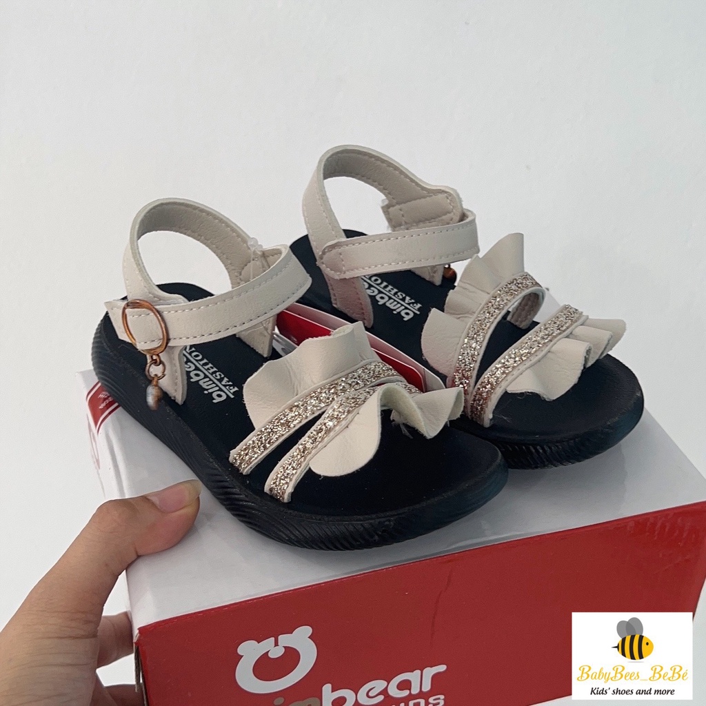 Sandal cho bé gái - dép quai hậu trẻ em quai ngang nhún bèo siêu nhẹ êm chân SL723, (trắng, hồng) , Sz26- sz30