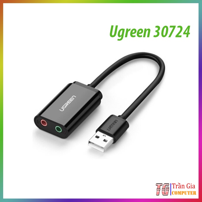 Card sound USB 2.0 sang 3.5mm Ugreen 30724 (chỉ hỗ trợ Windows)