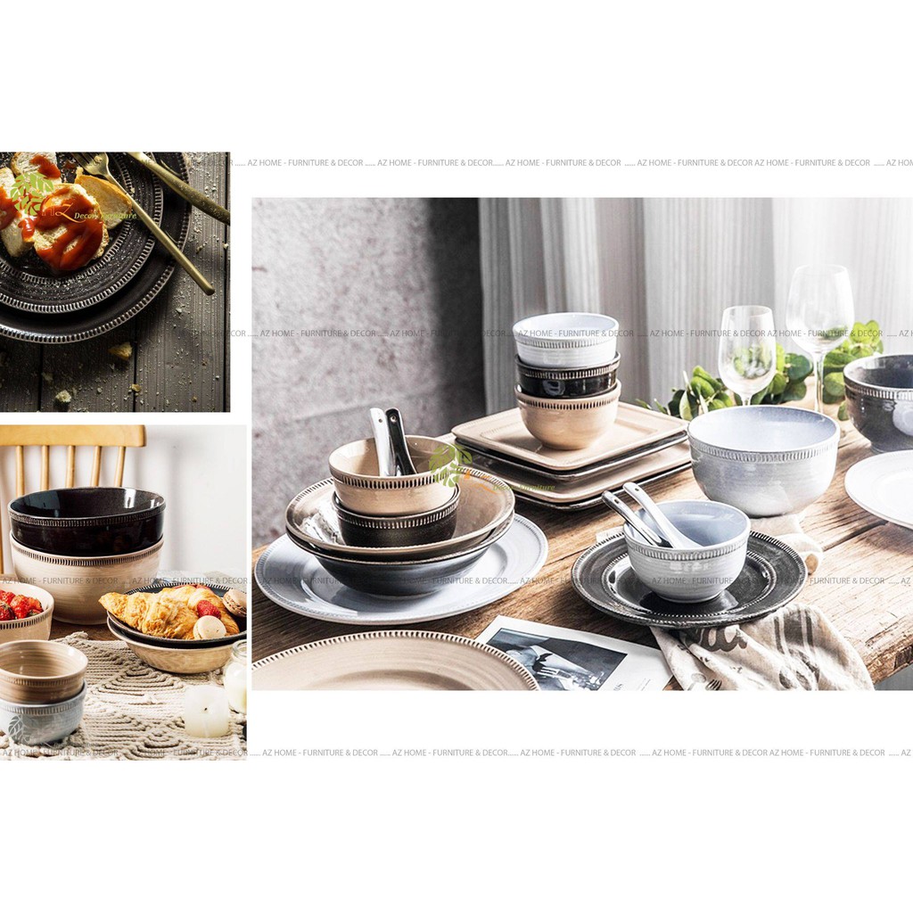 Bộ bát đĩa gốm sứ cao cấp lẻ Nile phong cách bắc âu