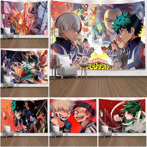 Tấm vải treo tường trang trí phòng ngủ in hình Anime My Hero Academia