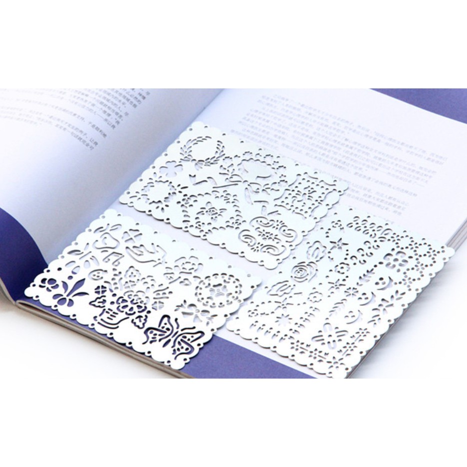 Kimitape Stencil thước mẫu vẽ trang trí scrapbook, bullet journal bằng kim loại