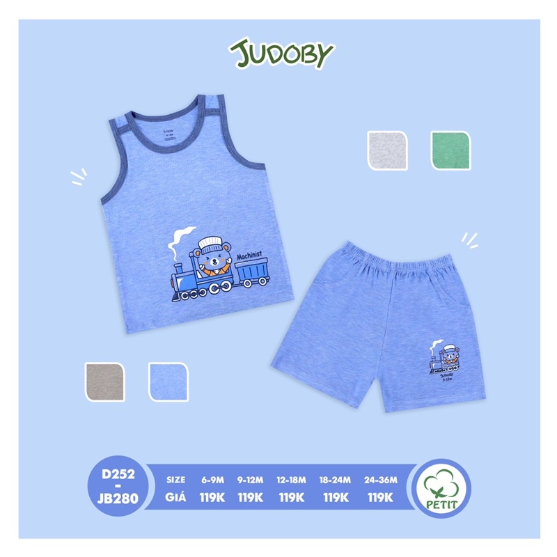 Bộ ba lỗ - sát nách bé trai Judoby chất petit - Dokma JB280