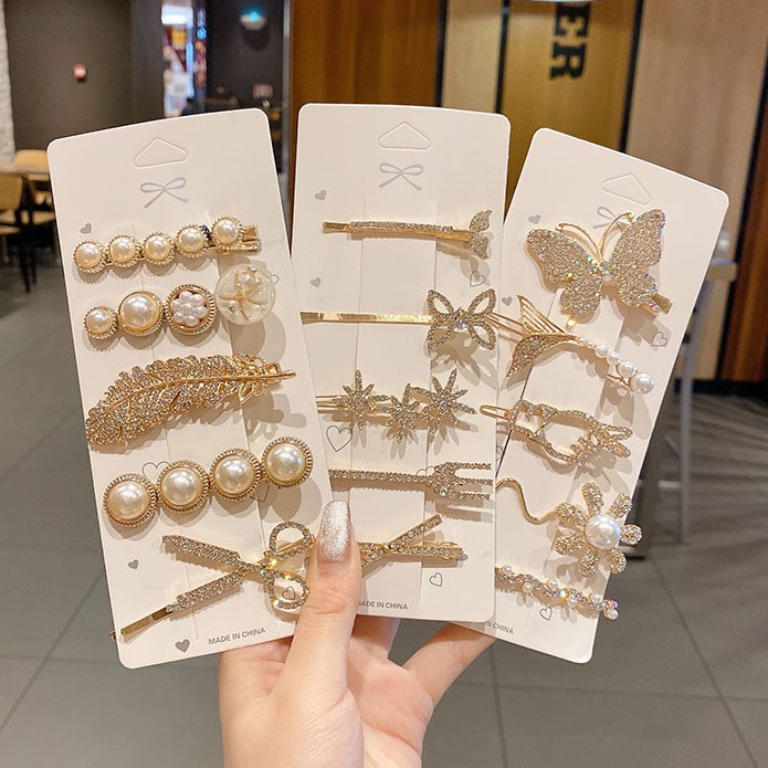 Kẹp tóc nhiều kiểu dáng thời trang đính đá lấp lánh dành cho nữ