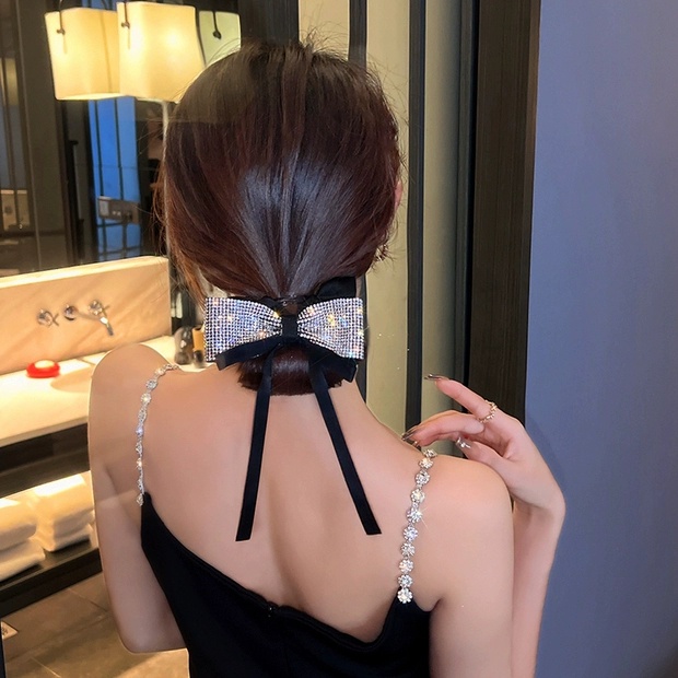 Haimeikang Thắt tóc nơ Rhinestone sáng bóng