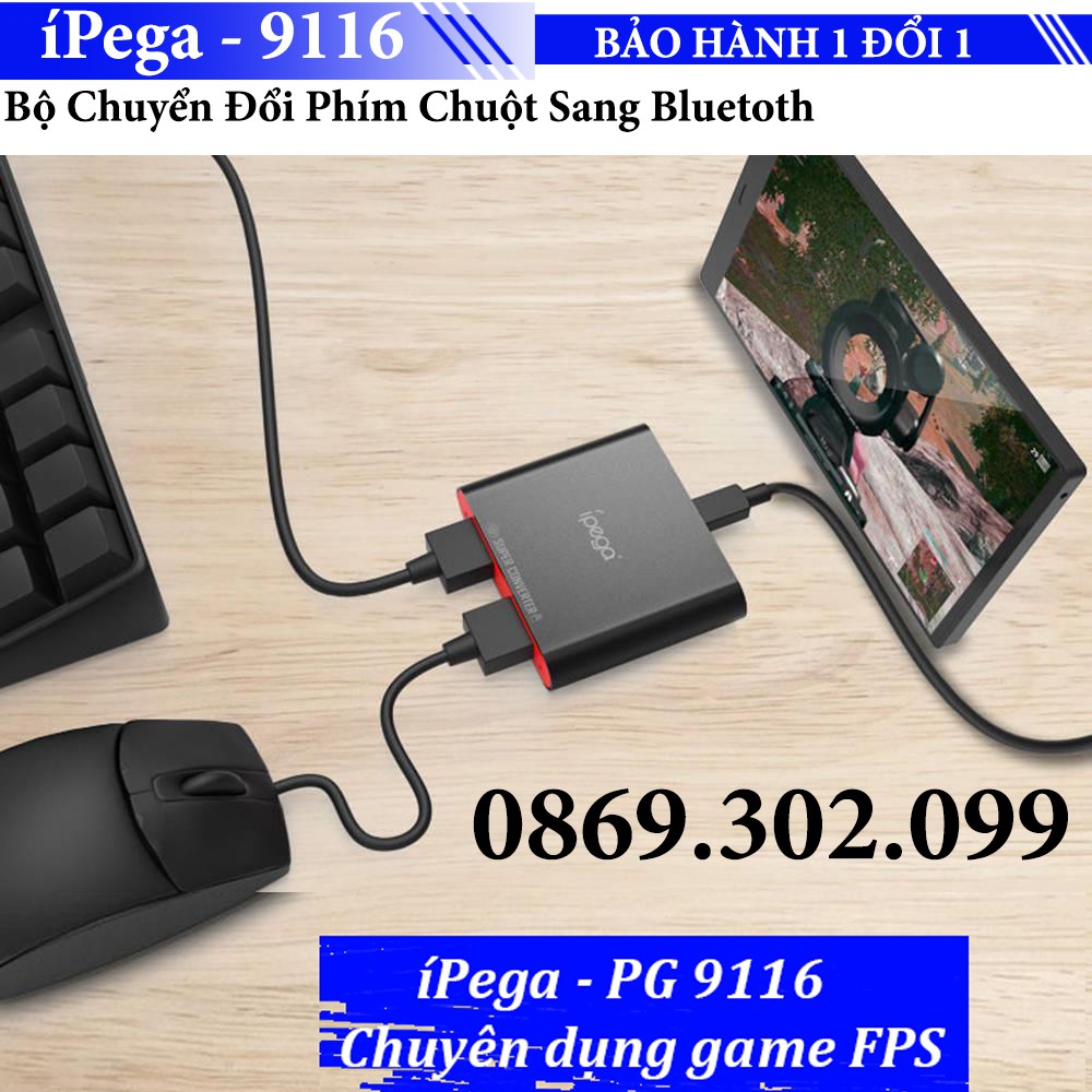 Bộ chuyển đổi phím và chuột IPega PG-9116 9116 Bluetooth 4.0 Bàn Phím-Chuột Chuyển Đổi hỗ trợ game FPS/ROS/pubg