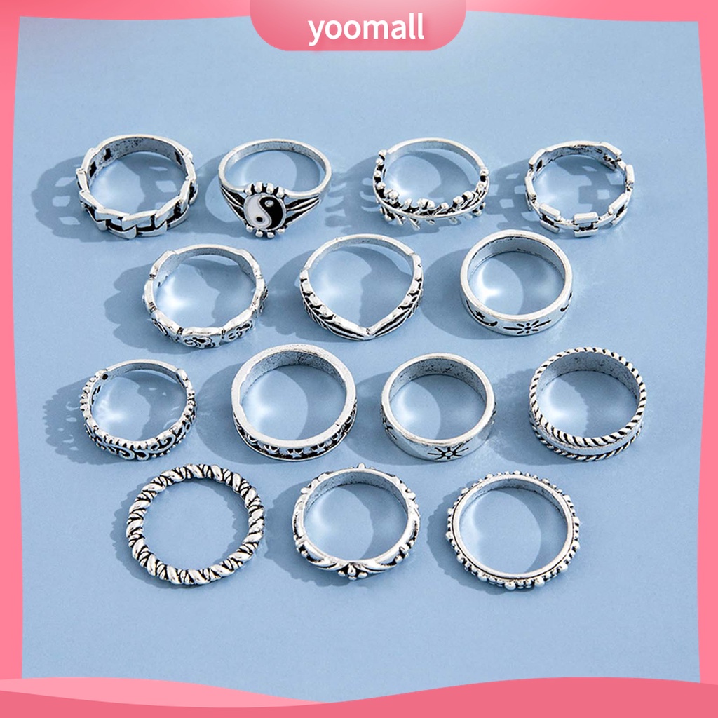 Yomall♡ Set 14 Nhẫn Đeo Khớp Ngón Tay Thời Trang Nữ