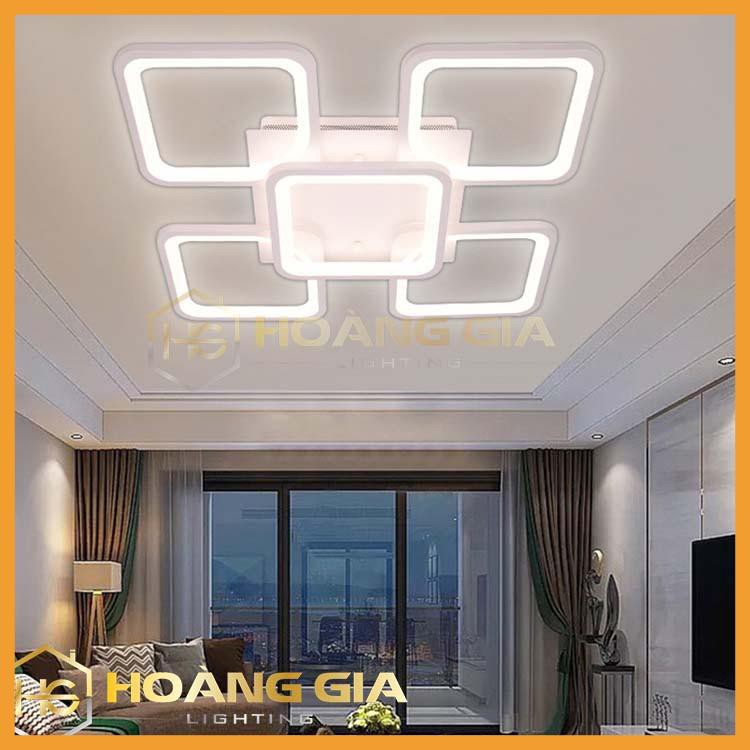 Đèn ốp Trần - Mâm Ốp Trần Ô Vuông - Đèn Led Ốp Trần Phòng Khách Hiện Đại- Tặng Kèm Điều Khiển Từ Xa Bảo Hành 12 Tháng