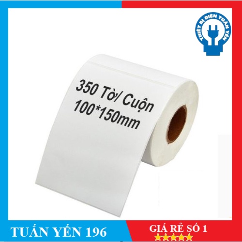 [Hỏa Tốc] Giấy In Nhiệt Decal A6 / 100x150mm - Tệp 350 Tem, In Bill Shopee TMĐT, Cuộn A6 Có Sẵn Lớp Keo Tự Dính