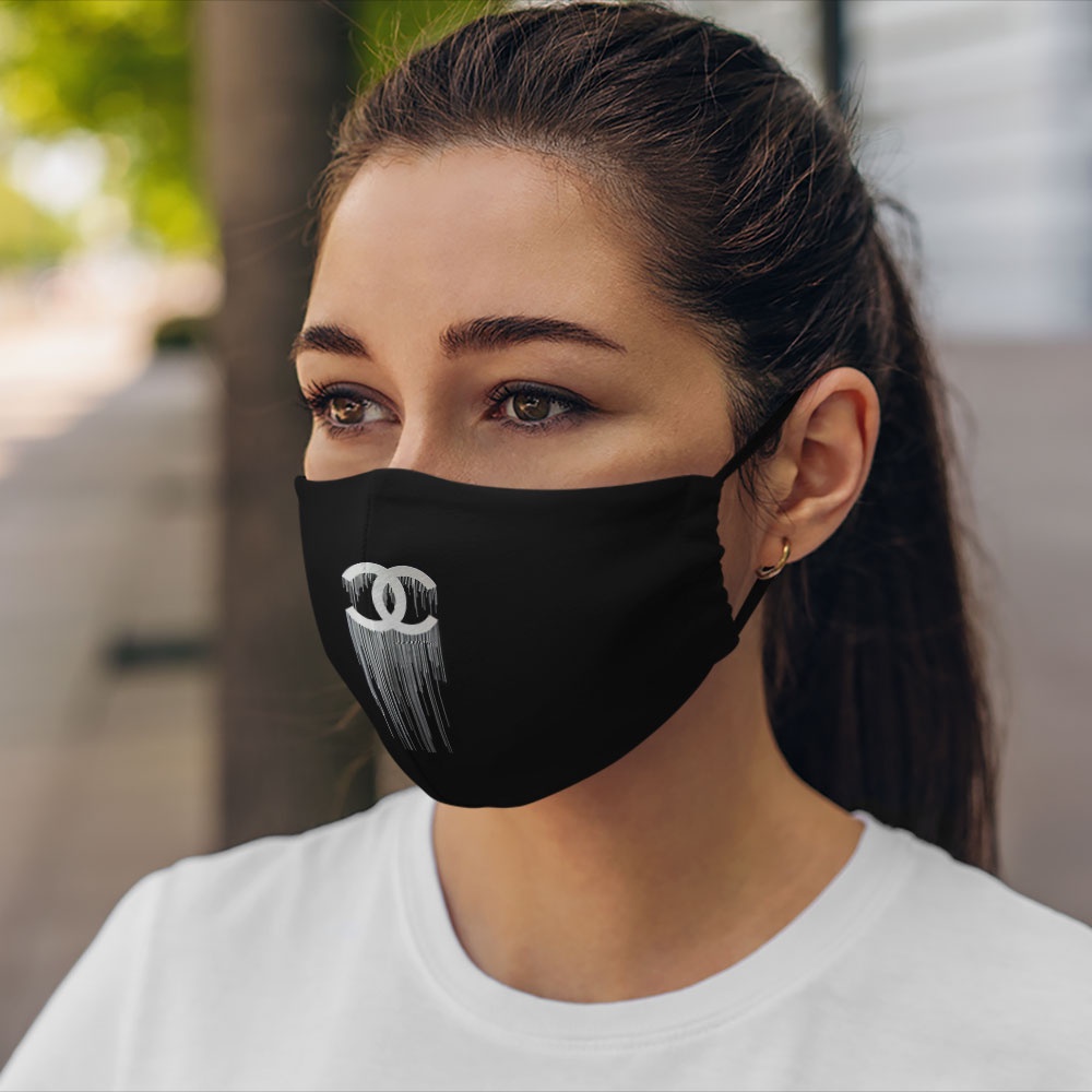 Khẩu trang in hình 3d đẹp C.h.a.n.e.l_615 CARTWELL chất liệu poly cotton 100% in họa tiết 3d unisex chống bụi bẩn