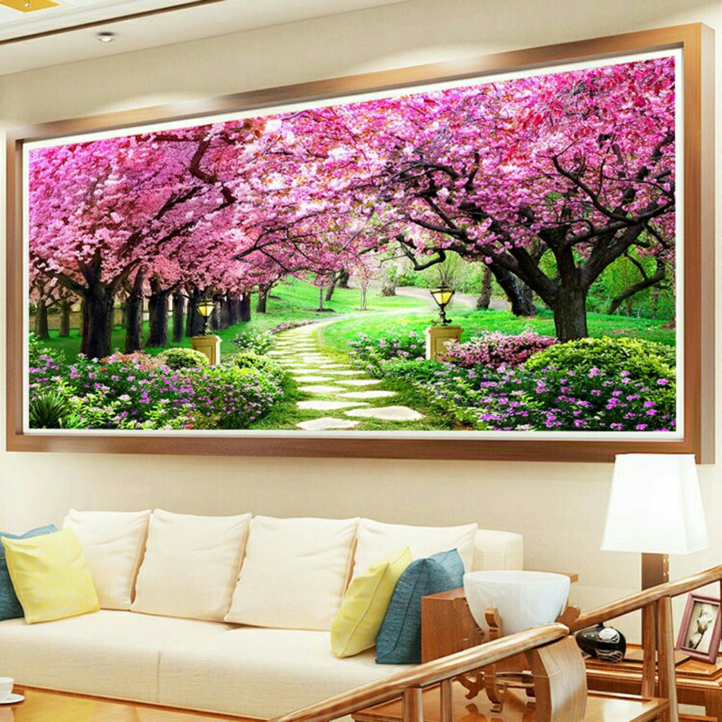 Tranh thêu chữ thập Phong cảnh con đường tình yêu LV3071 - tự thêu