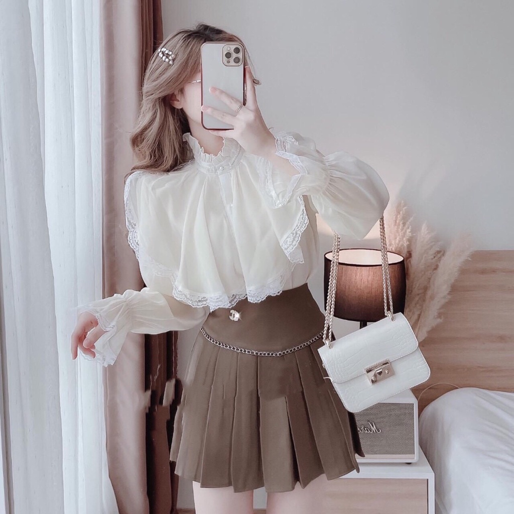 Áo sơ mi nữ trắng đẹp, áo sơ mi nữ công sở dài tay - LAMY87 ( Ảnh chụp sàn thật ) 2 màu trắng , kem | BigBuy360 - bigbuy360.vn