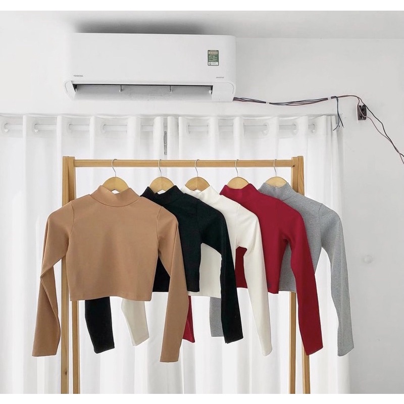 🍒ÁO CROPTOP CỔ LỌ TAY DÀI🥑