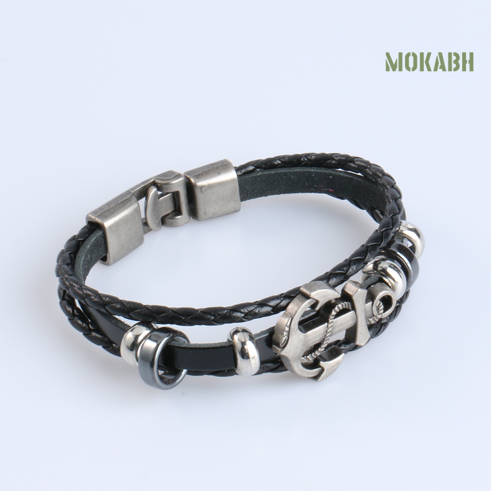 Vòng Đeo Tay Giả Da Kiểu Dáng Vintage Thời Trang Cá Tính Cho Nam