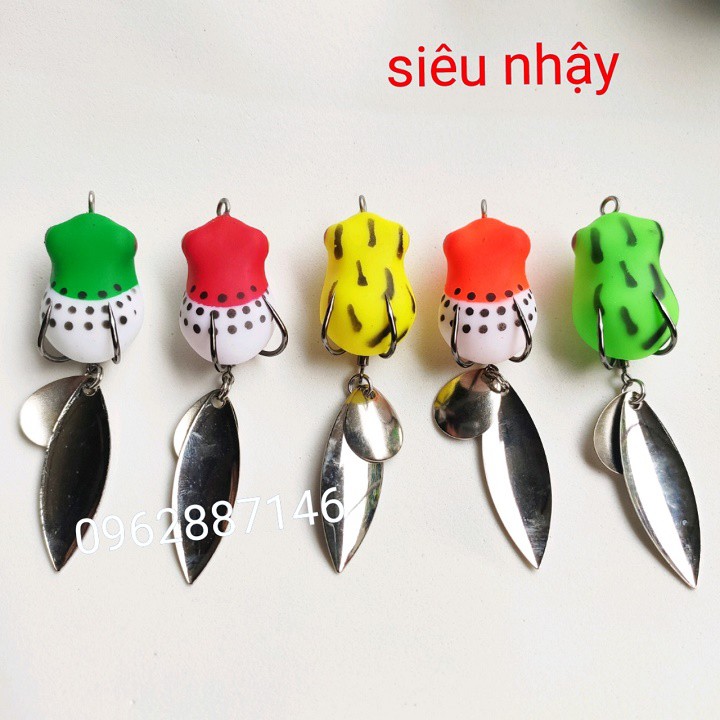 Mồi câu lure nhái hơi có 2 thìa cao cấp