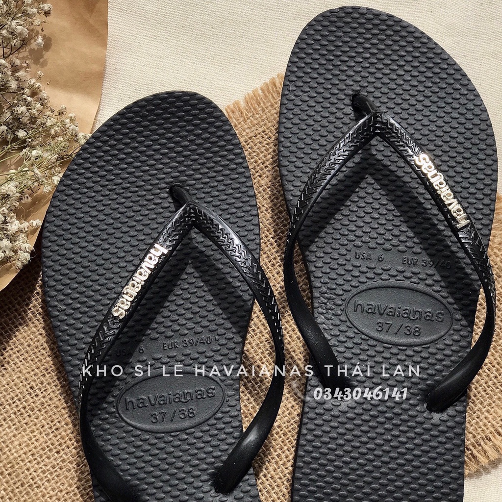 Dép Havaianas Nữ Đen Tag Sắc Chuẩn Thái Lan Siêu Bền