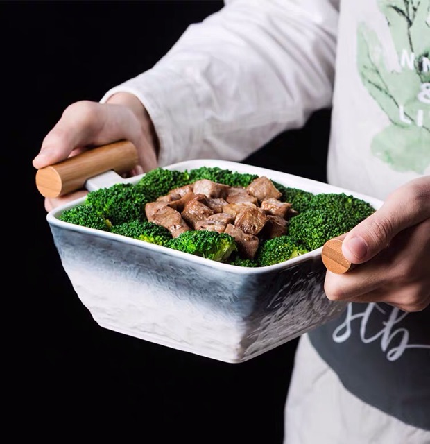 Link tách lẻ set bát đĩa sứ vân đá sóng nước xanh đĩa bít tết, salat đồ Âu cao cấp