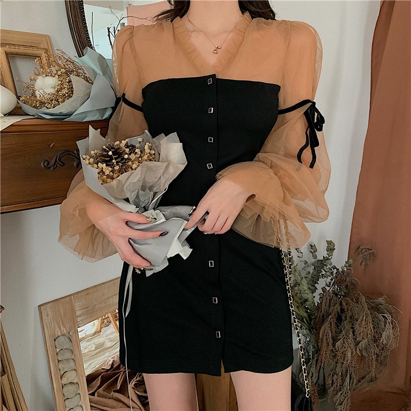 Đầm dáng ôm mini tay dài Emilyshop