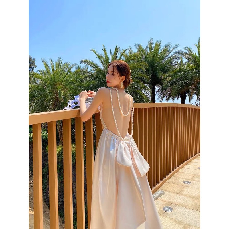 Váy hở lưng dây ngọc thắt nơ eo | BigBuy360 - bigbuy360.vn