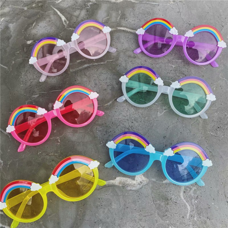 Children's Korean Fashion Round Sunglasses Girl Rainbow Cute Cartoon Glasses mắt kính