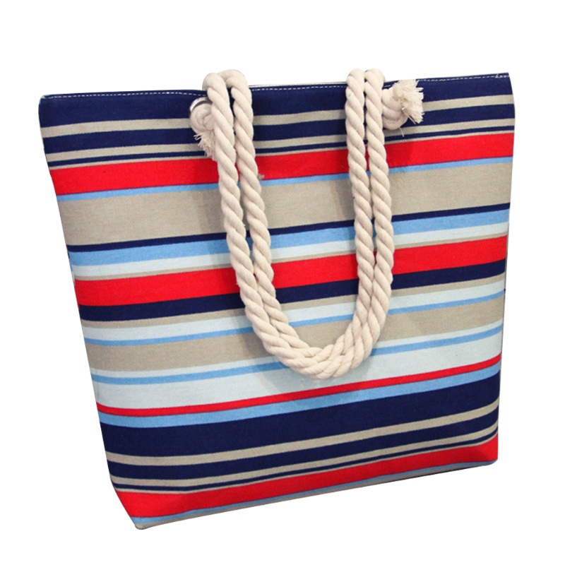 Túi Tote Đeo Vai / Xách Tay Bằng Vải Bạt Có Dây Kéo Sức Chứa Lớn In Họa