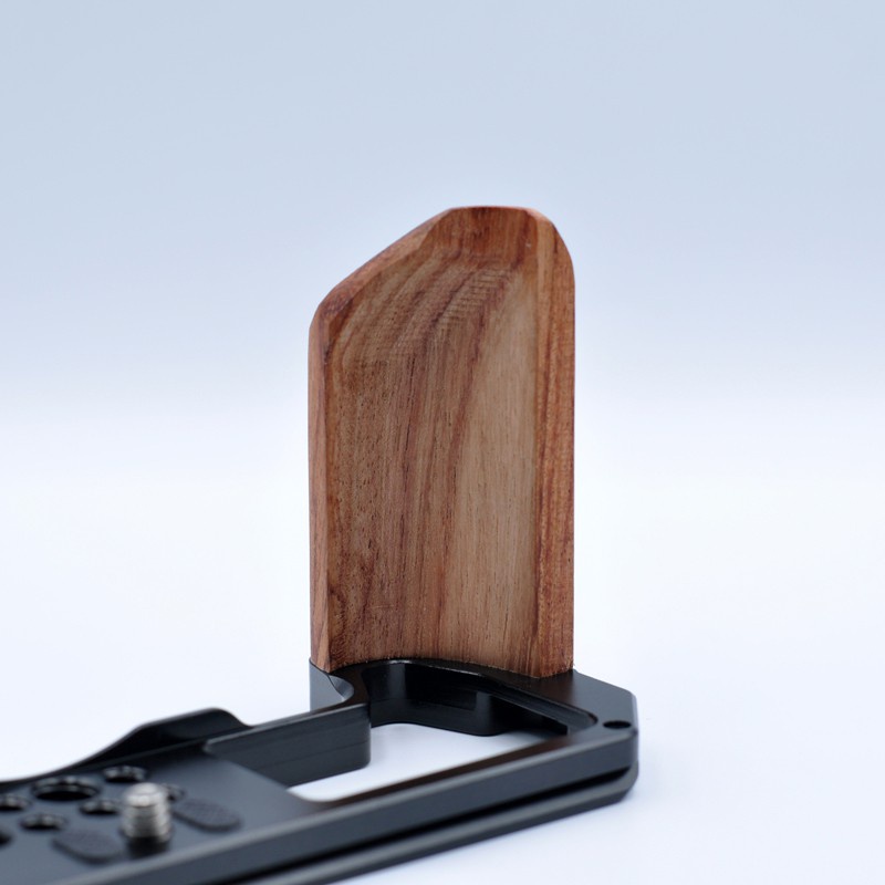 Wooden Handle L Quick Release Plate Cold Boot Bracket for Fuji X-T4