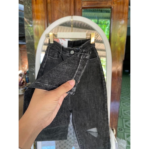Jeans dài lưng cao co giãn rách bẹ PT