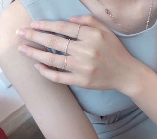 Nhẫn bạc TLEE basic hình khối mix match cá tính TLEE JEWELRY A0333