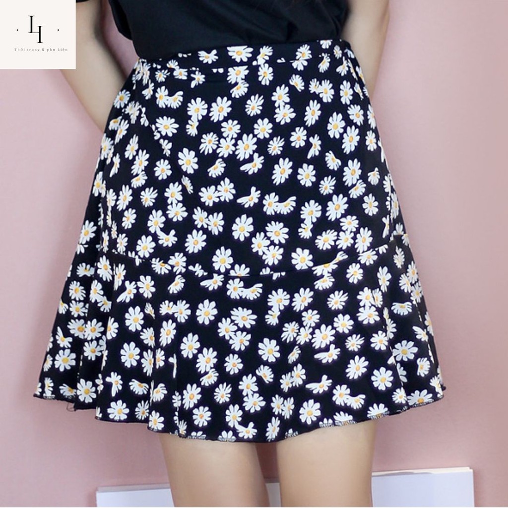 Set váy áo hoa nhí babydoll gồm chân váy chữ A 2 lớp và áo thun nữ hoa cúc Liao shop | BigBuy360 - bigbuy360.vn