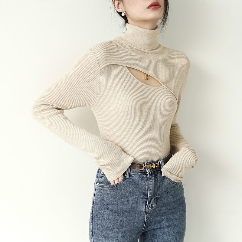 Áo sweater cổ lọ tay dài chất liệu mềm mại phong cách Hàn Quốc thời trang trẻ trung cho nữ