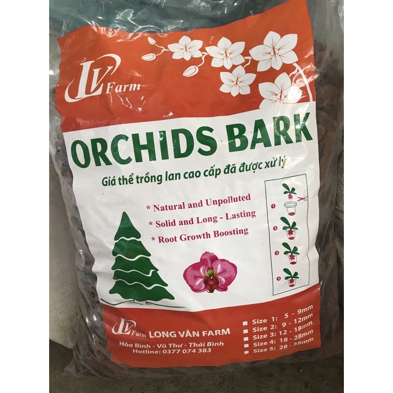 Vỏ thông đỏ trồng Lan size 3-4 cm - bao 5 kg