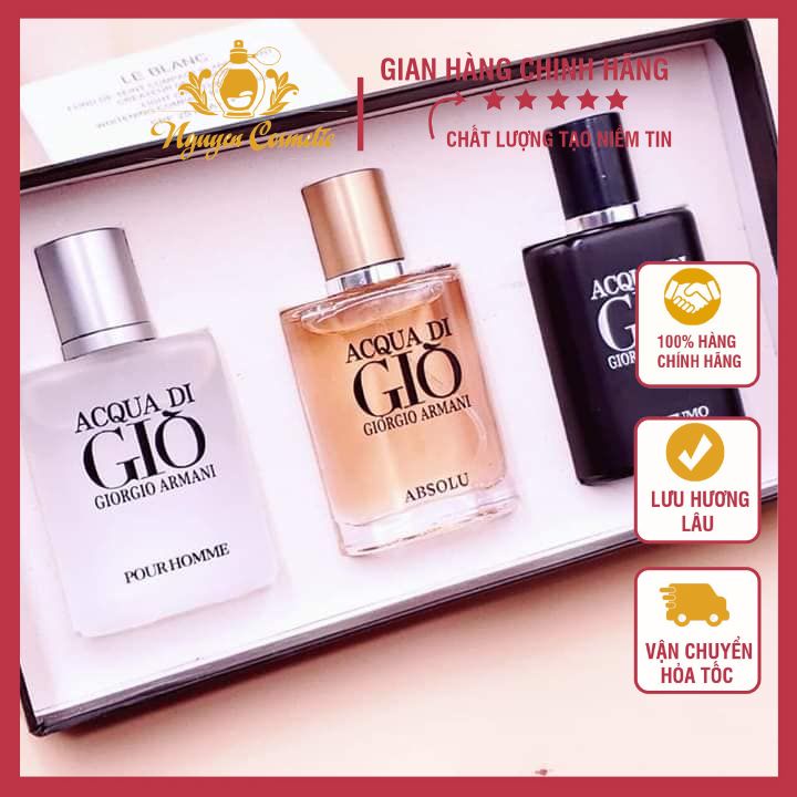 Set 3 chai nước hoa nam Giò bao hương thơm cực lâu