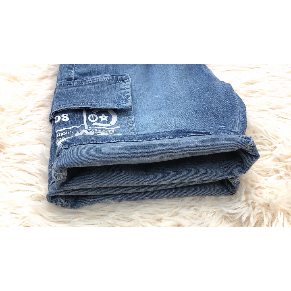 Quần jean bé trai KIDGANG mẫu quần short bé trai túi hộp vải mềm, co giãn size 18-30kg