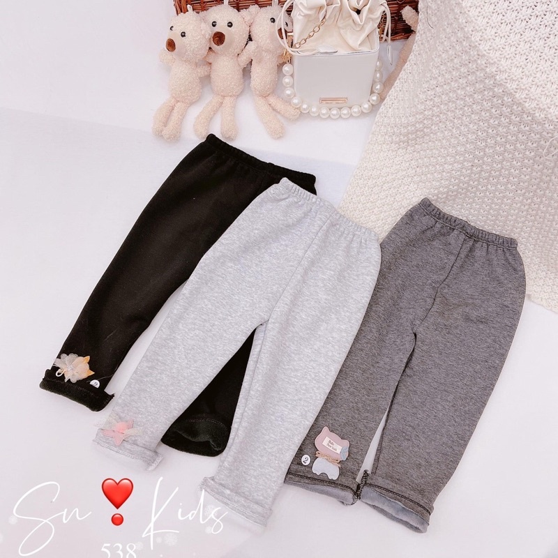 Quần legging lót lông dày dặn co giãn mềm mịn cho bé gái