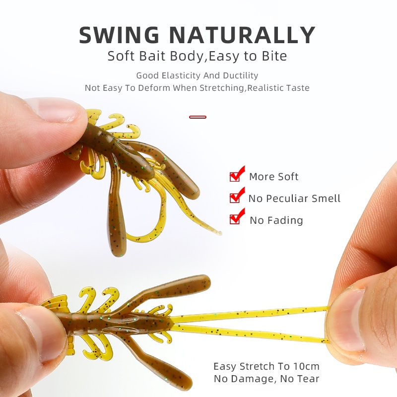 Túi 15 Mồi Câu Cá Giả Hình Tôm Mềm 4cm 1.6g