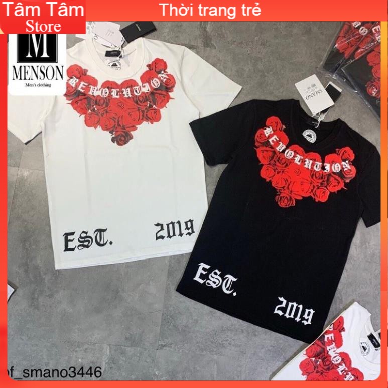 ⭐️SIÊU PHẨM⭐️ Áo Thun Cotton Cổ Tròn In Hình Hoa Hồng Đỏ Hàng Hiệu- Áo Phông Form Rộng Hoạ Tiết Đẹp Chất Mát Mùa Hè