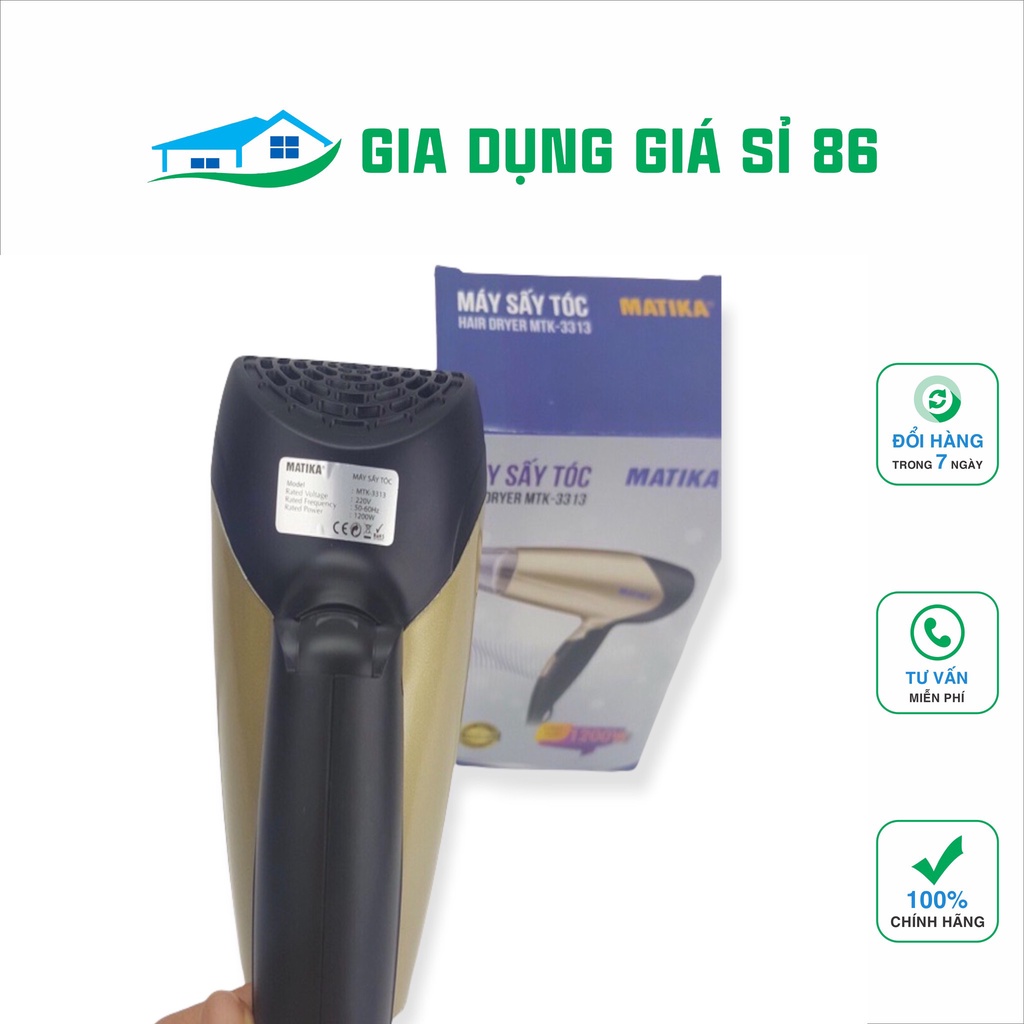 Máy Sấy Tóc gấp gọn MATIKA MTK-3313 công suất 1200W- hàng chính hãng