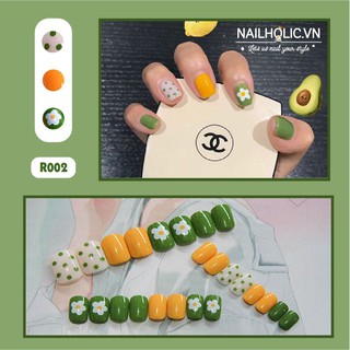 Móng Tay Giả 24 Móng Họa Tiết Hoa Quả Tặng Kèm Keo Dán Móng [R002]