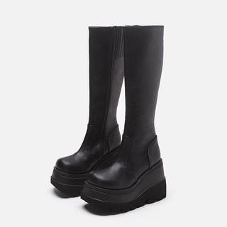 (SẴN 40) Bốt đùi khóa cạnh đế cao 10cm phong cách Gothic - Slay gothic platform boots