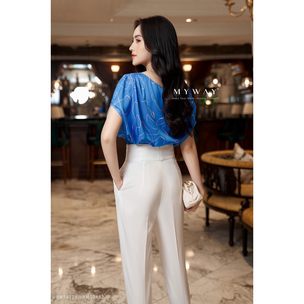 Áo Sơ Mi Lụa Nữ MY WAY Ngắn Tay In Họa Tiết Cao Cấp 9MA0128