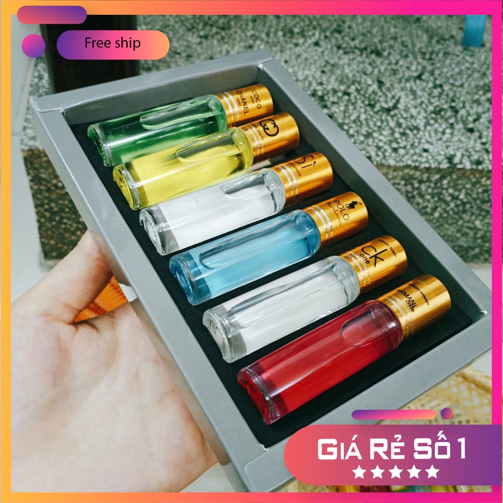 Hộp set 6 chai nước hoa lăn chiết Pháp