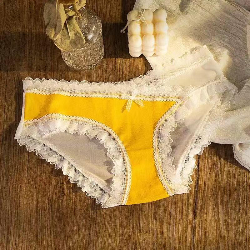Quần Lót cotton Phối Ren Phong Cách Nhật Bản Quyến Rũ Cho Nữ