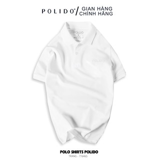 Áo Polo Nam Trơn Thêu Chữ POLIDO Màu Trắng Vải Cotton Co Giãn Form Slimfit - POLIDO MALL